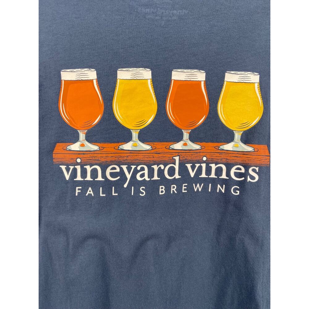 Vineyard Vines Shirt Mens L Blue Long Sleeve Fall is Brewing Preppy Cotton Crew - Picture 8 of 9